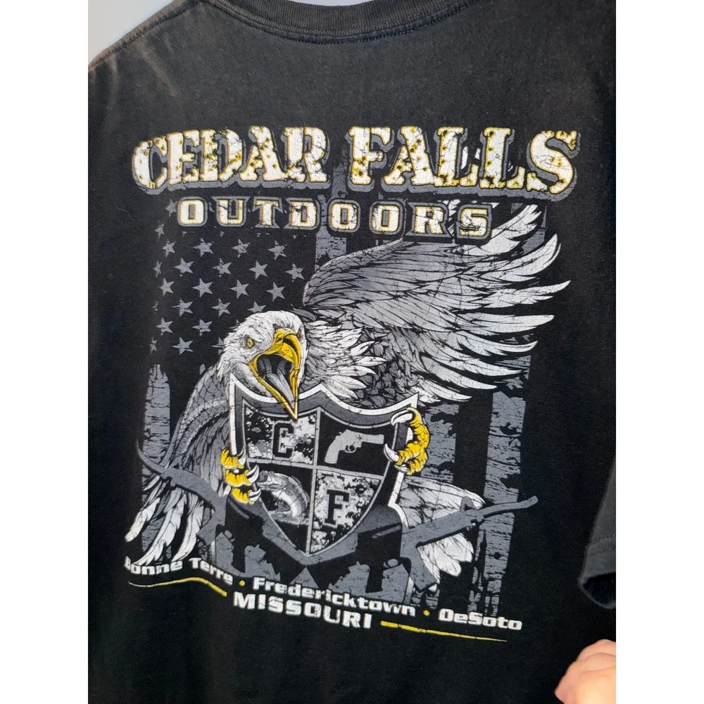 Gildan‎ Cedar Falls Outdoors Missouri Eagle Graphic T-Shirt Mens XL Black